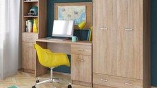 Set birou TOP MIX, 3 piese, dulap 2 usi, birou, biblioteca, stejar sonoma