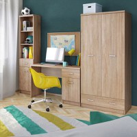 Set birou TOP MIX, 3 piese, dulap 2 usi, birou, biblioteca, stejar sonoma - 1