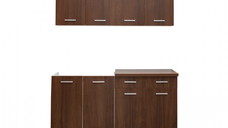 Set bucatarie CORINNE, L 160, 4 corpuri, blat PAL, corp alb, fronturi nuc