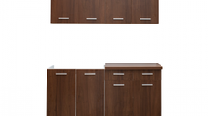 Set bucatarie CORINNE, L 160, 4 corpuri, blat PAL, corp alb, fronturi nuc