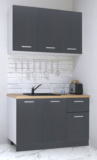 Set bucatarie GERMANIA 120 cm, 4 corpuri, 1 sertar, blat gros, antracit - 1