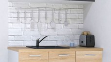 Set bucatarie GERMANIA 120 cm, 4 corpuri, 1 sertar, blat gros, sonoma + antracit