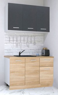 Set bucatarie GERMANIA 120 cm, 4 corpuri, 1 sertar, blat gros, sonoma + antracit - 1