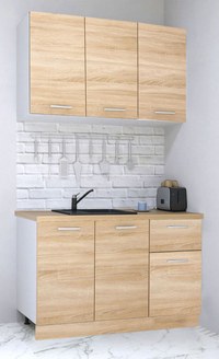 Set bucatarie GERMANIA 120 cm, 4 corpuri, 1 sertar, blat gros, sonoma - 1