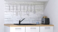 Set bucatarie GERMANIA 120 cm, 4 corpuri, blat gros, alb