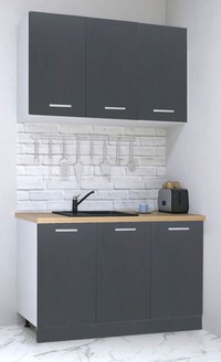 Set bucatarie GERMANIA 120 cm, 4 corpuri, blat gros, antracit - 1