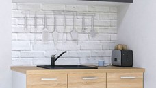 Set bucatarie GERMANIA 120 cm, 4 corpuri, blat gros, sonoma + antracit