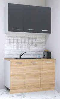 Set bucatarie GERMANIA 120 cm, 4 corpuri, blat gros, sonoma + antracit - 1