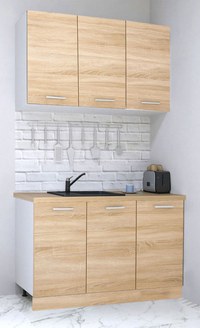 Set bucatarie GERMANIA 120 cm, 4 corpuri, blat gros, sonoma - 1