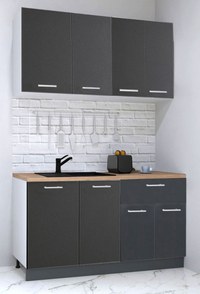 Set bucatarie GERMANIA 140 cm, 4 corpuri, 1 sertar, blat gros, antracit - 1