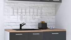 Set bucatarie GERMANIA 140 cm, 4 corpuri, 1 sertar, blat gros, antracit