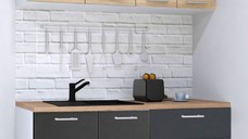 Set bucatarie GERMANIA 140 cm, 4 corpuri, 3 sertare, blat gros, antracit + sonoma