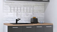 Set bucatarie GERMANIA 140 cm, 4 corpuri, blat gros, antracit