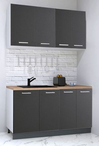 Set bucatarie GERMANIA 140 cm, 4 corpuri, blat gros, antracit - 1