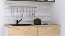 Set bucatarie GERMANIA 140 cm, 4 corpuri, blat gros, sonoma + antracit