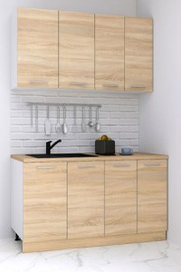 Set bucatarie GERMANIA 140 cm, 4 corpuri, blat gros, sonoma - 1