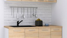 Set bucatarie GERMANIA 140 cm, 4 corpuri, blat gros, sonoma