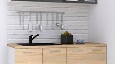 Set bucatarie GERMANIA 140 cm, 4 module, blat gros sonoma si antracit