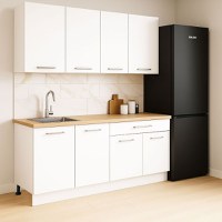 Set bucatarie GERMANIA 160 cm, 4 corpuri, 1 sertar, blat gros, alb - 1