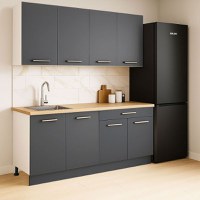 Set bucatarie GERMANIA 160 cm, 4 corpuri, 1 sertar, blat gros, antracit - 1