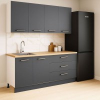 Set bucatarie GERMANIA 160 cm, 4 corpuri, 3 sertare, blat gros, antracit - 1