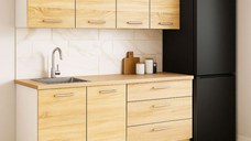 Set bucatarie GERMANIA 160 cm, 4 corpuri, 3 sertare, blat gros, sonoma