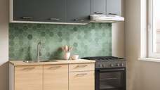 Set bucatarie GERMANIA 180 cm, 5 corpuri, 1 sertar, blat gros, sonoma + antracit