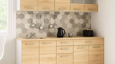 Set bucatarie GERMANIA 200 cm, 6 corpuri, 4 sertare, blat gros, sonoma