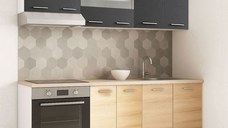 Set bucatarie GERMANIA 200 cm, 6 corpuri, corp cuptor, blat gros, sonoma + antracit