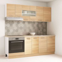 Set bucatarie GERMANIA 200 cm, 6 corpuri, corp cuptor, blat gros, sonoma - 1