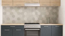 Set bucatarie GERMANIA 220 cm, 5 corpuri, 1 sertar, blat gros, antracit + sonoma