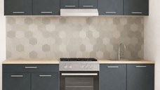 Set bucatarie GERMANIA 220 cm, 5 corpuri, 1 sertar, blat gros, antracit