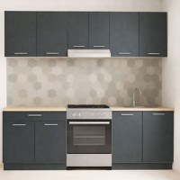 Set bucatarie GERMANIA 220 cm, 5 corpuri, 1 sertar, blat gros, antracit - 1