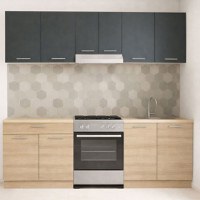 Set bucatarie GERMANIA 220 cm, 5 corpuri, 1 sertar, blat gros, sonoma + antracit - 1