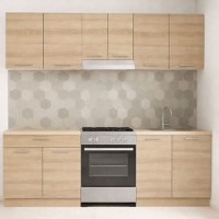 Set bucatarie GERMANIA 220 cm, 5 corpuri, 1 sertar, blat gros, sonoma - 1