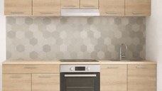 Set bucatarie GERMANIA 220 cm, 6 corpuri, corp cuptor, 1 sertar, blat gros, sonoma