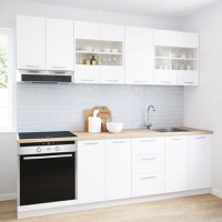 Set bucatarie GERMANIA 220 cm, 8 corpuri, corp cuptor, 3 sertare, blat gros, alb - 1