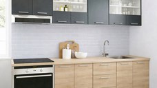 Set bucatarie GERMANIA 220 cm, 8 corpuri, corp cuptor, 3 sertare, blat gros, sonoma + antracit