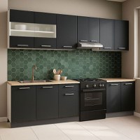 Set bucatarie GERMANIA 240 cm, 7 corpuri, blat gros, antracit - 1