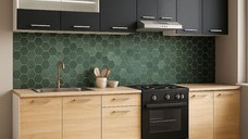 Set bucatarie GERMANIA 240 cm, 7 corpuri, blat gros, sonoma + antracit