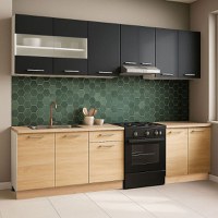 Set bucatarie GERMANIA 240 cm, 7 corpuri, blat gros, sonoma + antracit - 1