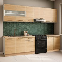 Set bucatarie GERMANIA 240 cm, 7 corpuri, blat gros, sonoma - 1