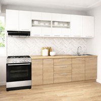 Set bucatarie GERMANIA 260 cm, 7 corpuri, 3 sertare, blat gros, sonoma + alb - 1