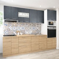 Set bucatarie GERMANIA 260 cm, 7 corpuri, corp cuptor-cuptor microunde, 3 sertare, blat gros, sonoma + antracit - 1