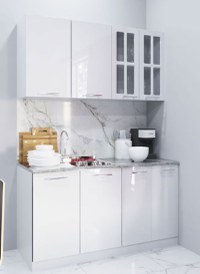 Set bucatarie IRIS 140 cm, 4 corpuri, blat termorezistent, fronturi MDF, alb - 1