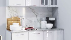 Set bucatarie IRIS 140 cm, 4 corpuri, blat termorezistent, fronturi MDF, alb