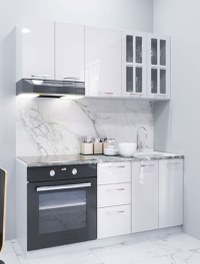 Set bucatarie IRIS 160 cm, 6 corpuri, corp cuptor, blat termorezistent, fronturi MDF, alb - 1