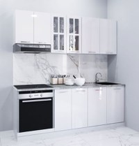 Set bucatarie IRIS 200 cm, 6 corpuri, blat termorezistent, fronturi MDF, alb - 1