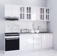 Set bucatarie IRIS 220 cm, 8 corpuri, blat termorezistent, fronturi MDF, alb - 1