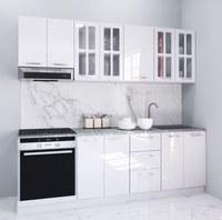 Set bucatarie IRIS 220 cm, 8 corpuri, blat termorezistent, fronturi MDF, alb - 1